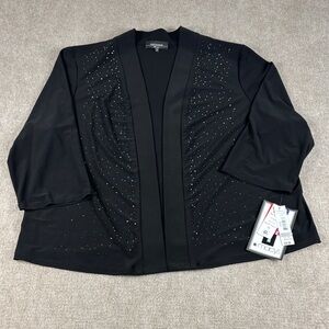 R&M Richards Women's 3/4 Sleeve Embellished Elegant Black Jacket Size 1X NWT